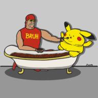 artist:Magestig bathtub beans game:pokemon_sword_&_shield hulk_hogan pikachu streamer:joel // 1200x1200 // 256.6KB