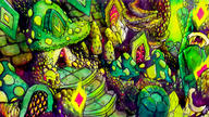 artist:SKELEGHOUL brb psychedelic streamer:vinny vineshroom watercolor // 2000x1125 // 1.0MB