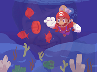 animated artist:hpargonohp fludd game:super_mario_sunshine mario pixel_art shigeru_miyamoto streamer:vinny underwater // 320x240 // 99.9KB