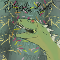 color digital dinosaur raptor streamer:vinny text toot trumpet // 1500x1500 // 1.3MB
