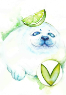 artist:meriec seal streamer:limes watercolor // 625x900 // 344.8KB