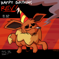 artist:putuk eevee game:pokemon_snap happy_birthday_rev pokemon streamer:revscarecrow // 1000x1000 // 235.5KB
