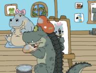 alligator artist artist:critterz11 fanart game:link's_awakening hippo hippopotamus legendofzelda model painting streamer:vinny zelda // 1823x1385 // 347.9KB