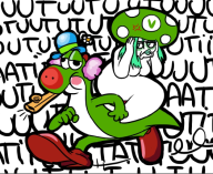 artist:miknute clown game:yoshi's_new_island kazoo personification vinelady yoshi // 525x430 // 198.1KB