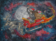 artist:acidicajoyou christmas holiday moon santa skeleton space streamer:joel // 1000x748 // 1.0MB