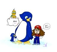 artist:skelenova blind_mario game:super_mario_64 lakitu mario penguin streamer:joel // 1719x1572 // 428.0KB
