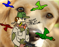artist:buttbleedbill dog duck game:ultimate_duck_hunting kazoo shitty streamer:vinny // 849x677 // 265.4KB