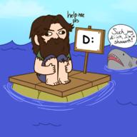 D: artist:linkstar21 game:raft give_him_the_succ help shark streamer:joel vargskelethor // 800x800 // 208.9KB