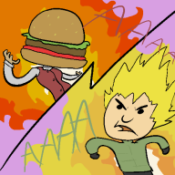 artist:icebrigade burg burger fighting fire game:tomodachi_life hamburger karl streamer:vinny vinesauce // 500x500 // 20.7KB