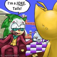 Game:Sonic_3_&_Knuckles artist:speedypencil corruptions joker sonic streamer:vinny tails // 1181x1181 // 718.0KB