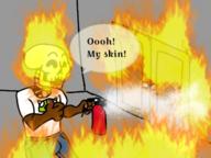 accidental_immolation artist:RoachMogul carl_johnson fire game:grand_theft_auto_san_andreas good_job pain skull streamer:joel vargshroom // 624x468 // 376.3KB
