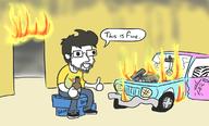 artist:jargon_scott fire game:my_summer_car streamer:revscarecrow this_is_fine // 1145x693 // 405.0KB