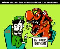 artist:SCREENONYMOUS commercial_chaos mario streamer:vinny things_coming_out_of_the_tv // 960x791 // 358.3KB
