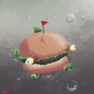artist:mottsysauce fish game:tomodachi_life hamburger streamer:vinny // 1000x1000 // 398.2KB
