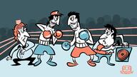artist:SCREENONYMOUS boxing four_horsemen rivalry streamer:jerma streamer:pokelawls streamer:ster streamer:vinny // 1280x720 // 155.5KB