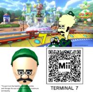 artist:MildlyTartLemon616 game:mario_kart_8_deluxe luigi mii qr_code streamer:vinny terminal_7 // 903x900 // 1.2MB