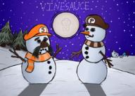 artist:InternetKraken he_thicc pretzel snowman sponge streamer:vinny // 885x630 // 634.6KB