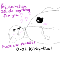 artist:chinigan comic disturbing eel eel_x_kirby game:kirby_triple_deluxe kirby lewd streamer:vinny yaranaika // 1000x1000 // 100.1KB