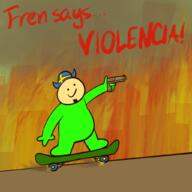 artist:pktgrillao fire fren gun skateboard streamer:joel vargFren violencia // 1024x1024 // 949.4KB