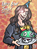 artist:androidpriest birthday cake pizza streamer:joel // 695x900 // 563.2KB