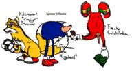 Fist_the_Enchilada Kilometers_Coccyx_Prsecond Knuckles_The_Echidna Miles_Tails_Prower Sonic_the_Hedgehog_3 Spinoc_the_Hergdorf artist:ShadowofMagnus sonic_the_hedgehog streamer:imakuni streamer:vinny // 1500x813 // 533.8KB