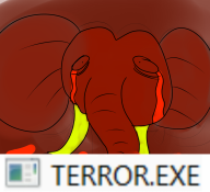 artist:aludolu dos_madness elephant spooky streamer:joel terror.exe // 1500x1372 // 1.0MB