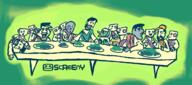 Grey_Leno artist:SCREENONYMOUS chat eggplant gnorts juses_crust meat scoot sponge streamer:vinny the_last_supper // 1241x549 // 502.3KB