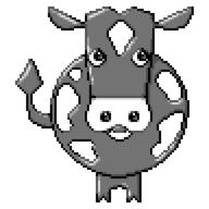 artist:kingpeggy cow emote game:pokemon_infinite_fusion logo miltank pixel_art pokemon pokemon_fusion sprite streamer:joel unown // 288x288 // 3.6KB