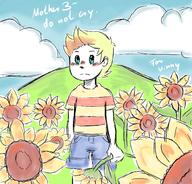 artist:akiminto game:mother_3 lucas streamer:vinny sunflowers // 1500x1437 // 476.4KB