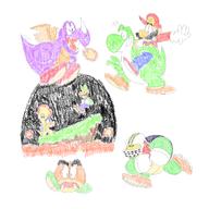 artist:Dunkeyshspittle chargin'_chuck game:super_mario_world luigi mario streamer:vinny yoshi // 2400x2400 // 4.1MB
