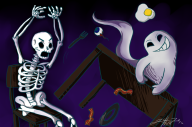 artist:zethrazora game:breakfast_at_cemetery skeletons streamer:joel // 1000x666 // 483.0KB