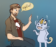 artist:jerge game:pokemon meowth streamer:vinny // 800x671 // 306.6KB