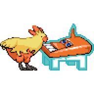 artist:kingpeggy chicken combusken game:pokemon_infinite_fusion meme piano pixel_art pokemon pokemon_fusion robot rotom sprite streamer:joel // 288x288 // 3.2KB
