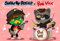 artist:operaghost drums duck game:show_by_rock!! guitar raccoon red_vox streamer:jabroni_mike streamer:vinny // 1300x889 // 721.3KB