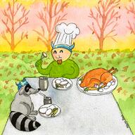 artist:albinobat fren raccoonfren streamer:joel thanksgiving turkey // 1500x1500 // 4.2MB