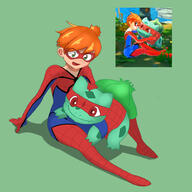 artist:splatfunk bulbasaur game:android_showcase game:pokemon misty spider-man streamer:vinny // 1000x1000 // 435.1KB